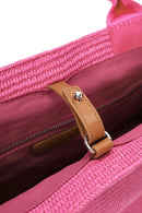 Women's Pink Straw Shoulder Bag | Derimod Women's Pink Straw Shoulder Bag | Derimod