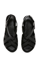 Kadın Siyah Bilekten Bantlı Deri Comfort Sandalet | Derimod Kadın Siyah Bilekten Bantlı Deri Comfort Sandalet | Derimod