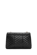 Kadın Siyah Uzun Askılı Kapitone Desenli Omuz Çantası | Derimod Kadın Siyah Uzun Askılı Kapitone Desenli Omuz Çantası | Derimod