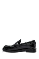 Kadın Siyah Rugan Deri Maskülen Loafer | Derimod Kadın Siyah Rugan Deri Maskülen Loafer | Derimod