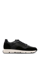 Erkek Siyah Deri Süet Detaylı Sneaker | Derimod Erkek Siyah Deri Süet Detaylı Sneaker | Derimod