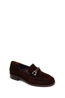 Woman Brown Buckled Suede Masculine Loafer | Derimod Woman Brown Buckled Suede Masculine Loafer | Derimod