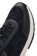 Men's Navy Blue Thick Sole Lace-Up Suede Leather Sneakers | Derimod Men's Navy Blue Thick Sole Lace-Up Suede Leather Sneakers | Derimod