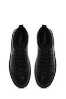 Erkek Siyah Bağcıklı Deri Sneaker | Derimod Erkek Siyah Bağcıklı Deri Sneaker | Derimod