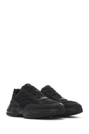 Men's Black Lace-Up Thick-Sole Fabric Sneakers | Derimod Men's Black Lace-Up Thick-Sole Fabric Sneakers | Derimod