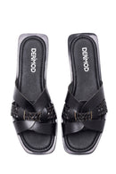 Women's Leather Knit Detailed Slippers | Derimod Women's Leather Knit Detailed Slippers | Derimod