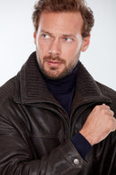 Roberto (Plus) Men's Brown Leather Jacket | Derimod Roberto (Plus) Men's Brown Leather Jacket | Derimod