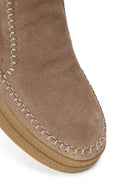 Woman Mink Zip Closure Thick-Soled Suede Teddy Boots | Derimod Woman Mink Zip Closure Thick-Soled Suede Teddy Boots | Derimod