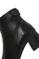 Women's Black Thick Heeled Zippered Leather Boots | Derimod Women's Black Thick Heeled Zippered Leather Boots | Derimod