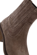 Women's Mink Suede Leather Cowboy Boots | Derimod Women's Mink Suede Leather Cowboy Boots | Derimod