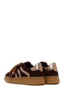 Woman Brown Lace-Up Charm Suede Leather Sneaker | Derimod Woman Brown Lace-Up Charm Suede Leather Sneaker | Derimod
