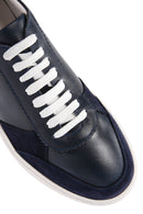 Erkek Lacivert Bağcıklı Deri Sneaker | Derimod Erkek Lacivert Bağcıklı Deri Sneaker | Derimod