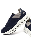 Derimod Studio Men's Navy Blue Lace-Up Thick-Soled Sneaker | Derimod Derimod Studio Men's Navy Blue Lace-Up Thick-Soled Sneaker | Derimod