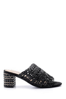 Women's Straw Look Heeled Slippers | Derimod Women's Straw Look Heeled Slippers | Derimod