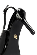 Women's Black Open Back Thin Heel Patent Leather Shoes | Derimod Women's Black Open Back Thin Heel Patent Leather Shoes | Derimod