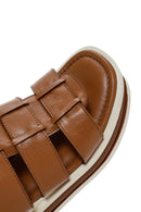 Kadın Taba Kalın Tabanlı Deri Sandalet | Derimod Kadın Taba Kalın Tabanlı Deri Sandalet | Derimod