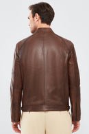 Alanzo Men's Brown Leather Coat | Derimod Alanzo Men's Brown Leather Coat | Derimod