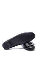Women's Leather Stone Ballerinas | Derimod Women's Leather Stone Ballerinas | Derimod