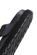 Men's Black Leather Slippers | Derimod Men's Black Leather Slippers | Derimod