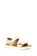 Geox Women Cream D Xand 2S E - Smo. Lea + Pear Strappy Leather Sandals | Derimod Geox Women Cream D Xand 2S E - Smo. Lea + Pear Strappy Leather Sandals | Derimod