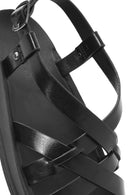 Women's Black Thick-Soled Metallic Sandals | Derimod Women's Black Thick-Soled Metallic Sandals | Derimod