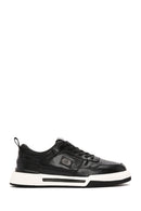 Men's Black Lace-up Thick-Sole Leather Sneaker | Derimod Men's Black Lace-up Thick-Sole Leather Sneaker | Derimod