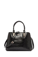 Women's Black Long Strap Crocodile Handbag | Derimod Women's Black Long Strap Crocodile Handbag | Derimod