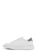 Men's White Lace-up Leather Sneaker | Derimod Men's White Lace-up Leather Sneaker | Derimod