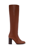 Women's Tan Leather Heeled Boots | Derimod Women's Tan Leather Heeled Boots | Derimod