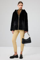 Gardena Women's Black Double-Sided Teddy Coat | Derimod Gardena Women's Black Double-Sided Teddy Coat | Derimod
