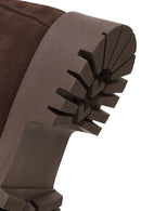 Woman Brown Double Zip Closure Suede Boots | Derimod Woman Brown Double Zip Closure Suede Boots | Derimod