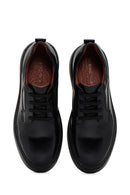 Men's Black Lace-up Thick-Sole Leather Sneaker | Derimod Men's Black Lace-up Thick-Sole Leather Sneaker | Derimod