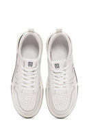 Men's White Lace-up Thick-Sole Leather Sneaker | Derimod Men's White Lace-up Thick-Sole Leather Sneaker | Derimod