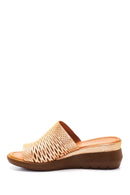 Women's Leather Silvery Comfort Slippers | Derimod Women's Leather Silvery Comfort Slippers | Derimod
