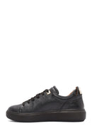 Women's Black Lace-Up Leather Sneaker | Derimod Women's Black Lace-Up Leather Sneaker | Derimod