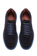 Erkek Lacivert Bağcıklı Süet Deri Casual Sneaker | Derimod Erkek Lacivert Bağcıklı Süet Deri Casual Sneaker | Derimod