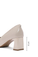 Women's Beige Low Heel Patent Leather Stiletto | Derimod Women's Beige Low Heel Patent Leather Stiletto | Derimod