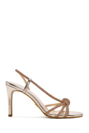 Women's Gold Stone Thin Heel Sandals | Derimod Women's Gold Stone Thin Heel Sandals | Derimod