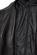 Barella Men's Black Collar Furry Leather Trench Coat | Derimod Barella Men's Black Collar Furry Leather Trench Coat | Derimod