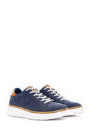Men's Navy Blue Lace-Up Thick Sole Fabric Sneaker | Derimod Men's Navy Blue Lace-Up Thick Sole Fabric Sneaker | Derimod