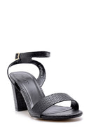 Women's Snakeskin Patterned Heeled Sandals | Derimod Women's Snakeskin Patterned Heeled Sandals | Derimod