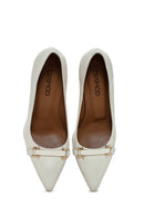 Women's Beige Buckle Detailed Heeled Leather Stiletto | Derimod Women's Beige Buckle Detailed Heeled Leather Stiletto | Derimod