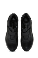 Women's Black Leather Wedge Heeled Comfort Shoes | Derimod Women's Black Leather Wedge Heeled Comfort Shoes | Derimod