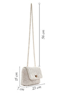 Kadın Krem Zincir Askılı Peluş Çapraz Çanta | Derimod Kadın Krem Zincir Askılı Peluş Çapraz Çanta | Derimod