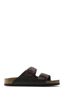 Birkenstock Erkek Vizon Nubuk Deri Çift Tokalı Düz Arizona Terlik | Derimod Birkenstock Erkek Vizon Nubuk Deri Çift Tokalı Düz Arizona Terlik | Derimod