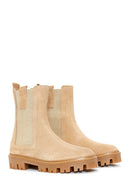 Women's Beige Suede Leather Chelsea Boots | Derimod Women's Beige Suede Leather Chelsea Boots | Derimod