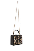 Women's Black Long Strap Patterned Clutch Bag | Derimod Women's Black Long Strap Patterned Clutch Bag | Derimod