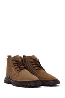 Male Beige Zip Closure Thick-Soled Nubuck Leather Boots | Derimod Male Beige Zip Closure Thick-Soled Nubuck Leather Boots | Derimod