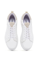 Men's White Lace-Up Leather Sneaker | Derimod Men's White Lace-Up Leather Sneaker | Derimod