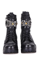 Stoned Women's Leather Boots | Derimod Stoned Women's Leather Boots | Derimod